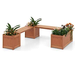 Wood Wooden Planter Box w/Seat 2 in.-1 Raised Garden Bed and Bench Outdoor