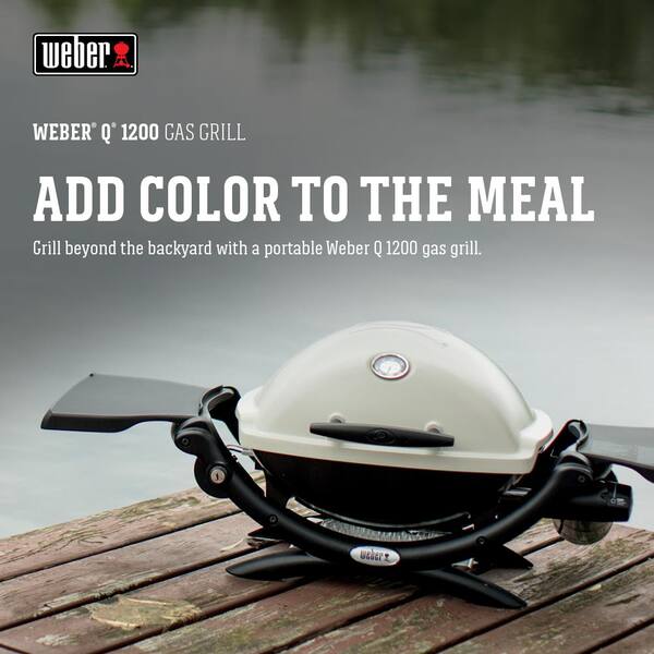 Weber Q 1200 1-Burner Portable Tabletop Gas Grill in Titanium with Thermometer-51060001 - Home Depot