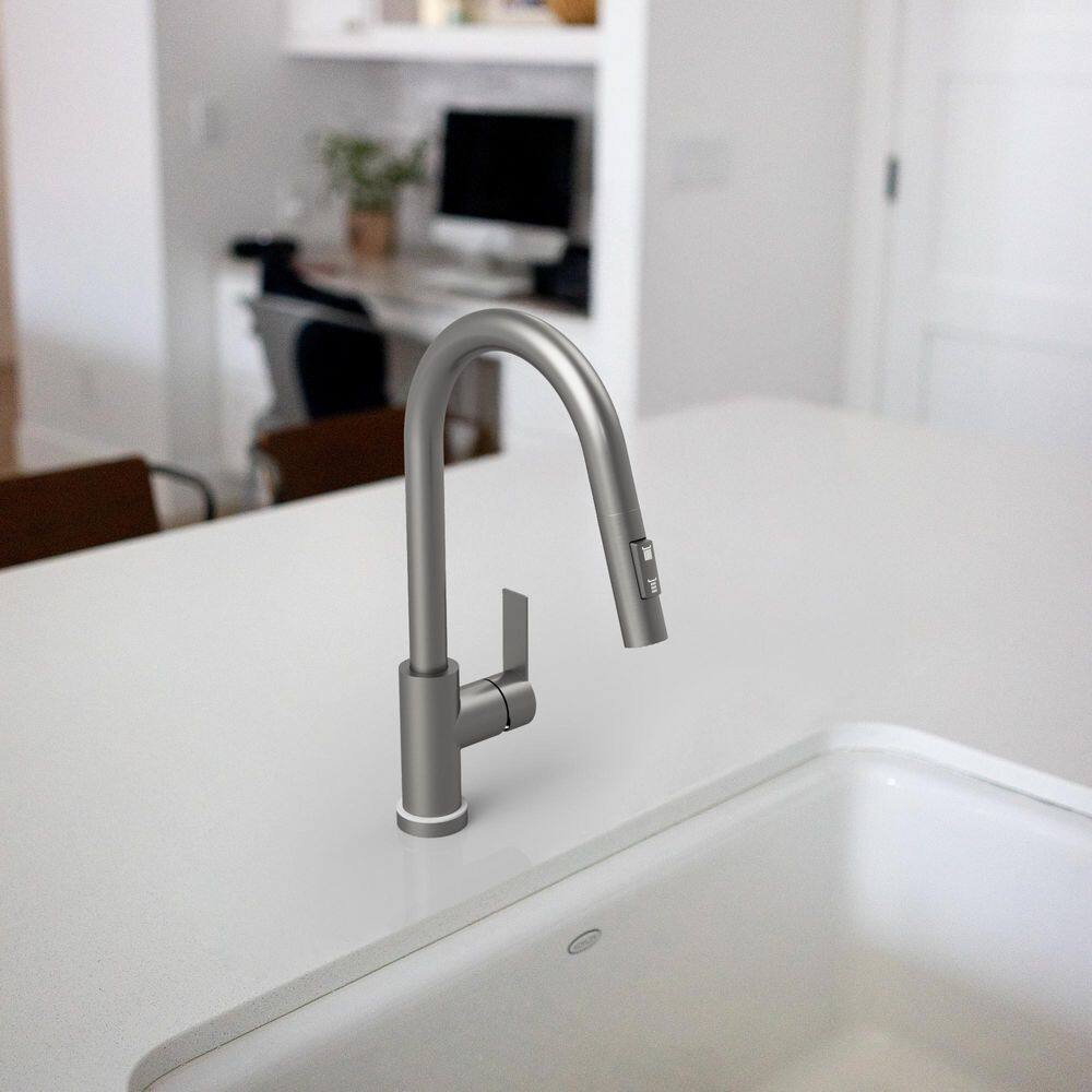 "Pull Down Sprayer Kitchen Faucet 1.8 GPM with LED Light, 15.9"" Height, 360° Swivel Spout Faucet in Brushed Nickel" price history on PriceWatchPro