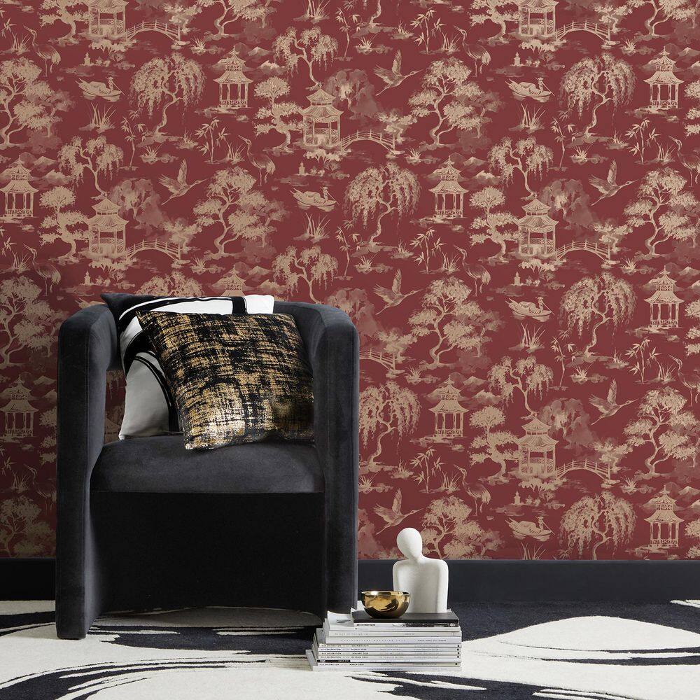 Nikolai Ruby Red Chinoiserie Wallpaper Sample price history on PriceWatchPro