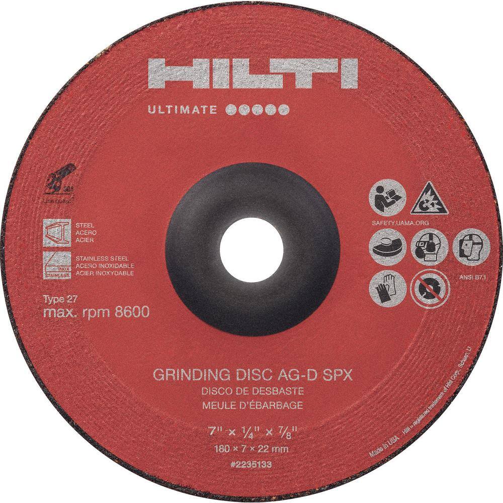 Hilti 7 in. x 1/4 in. x 7/8 in. AGD SPX Type 27 Ultimate Ceramic Grinding Wheel (10Pack