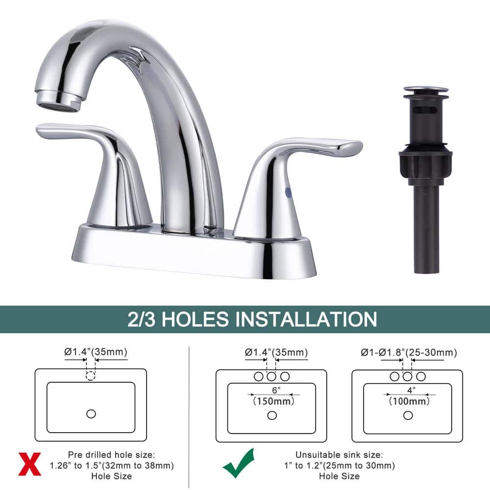 Chrome 4 in. Centerset Double Handle High Arc Bathroom Faucet