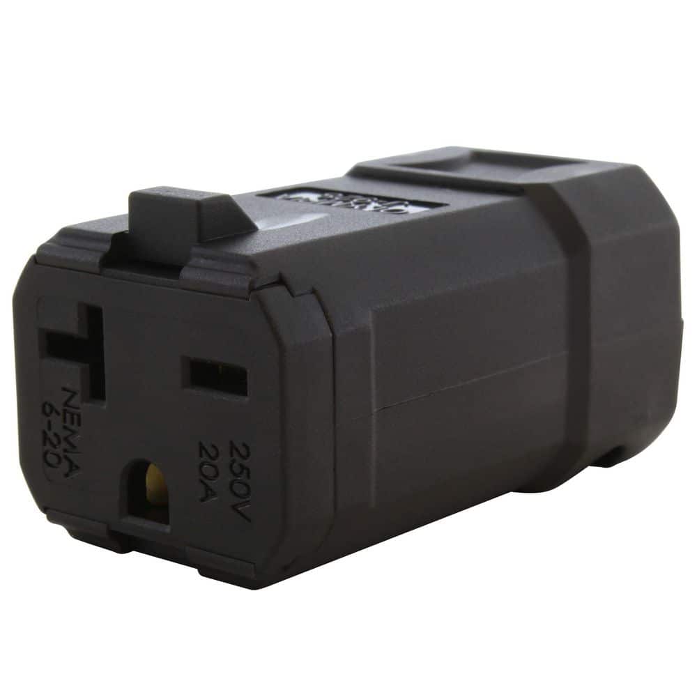 AC WORKS NEMA 6-20R 20A 250V Clamp Style Square Connector in Black