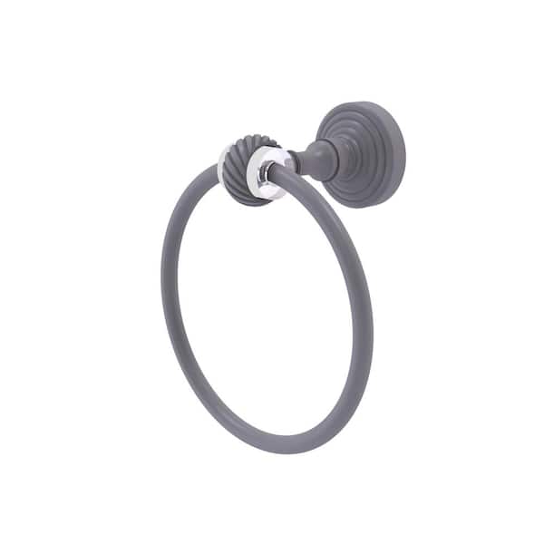 Allied Brass Pacific Grove Collection Wall Mounted Towel Ring with Twisted Accents in Matte Gray