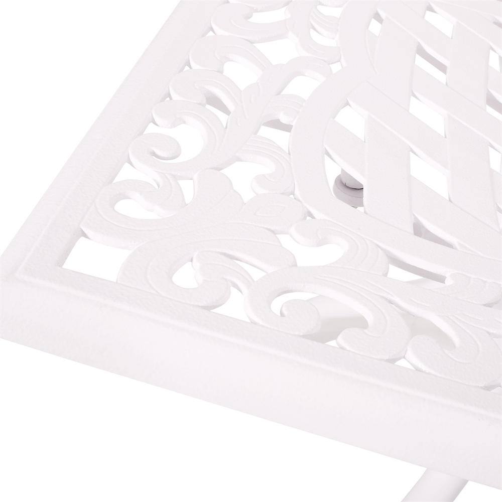 White Rectangular Cast Aluminum Outdoor Dining Table