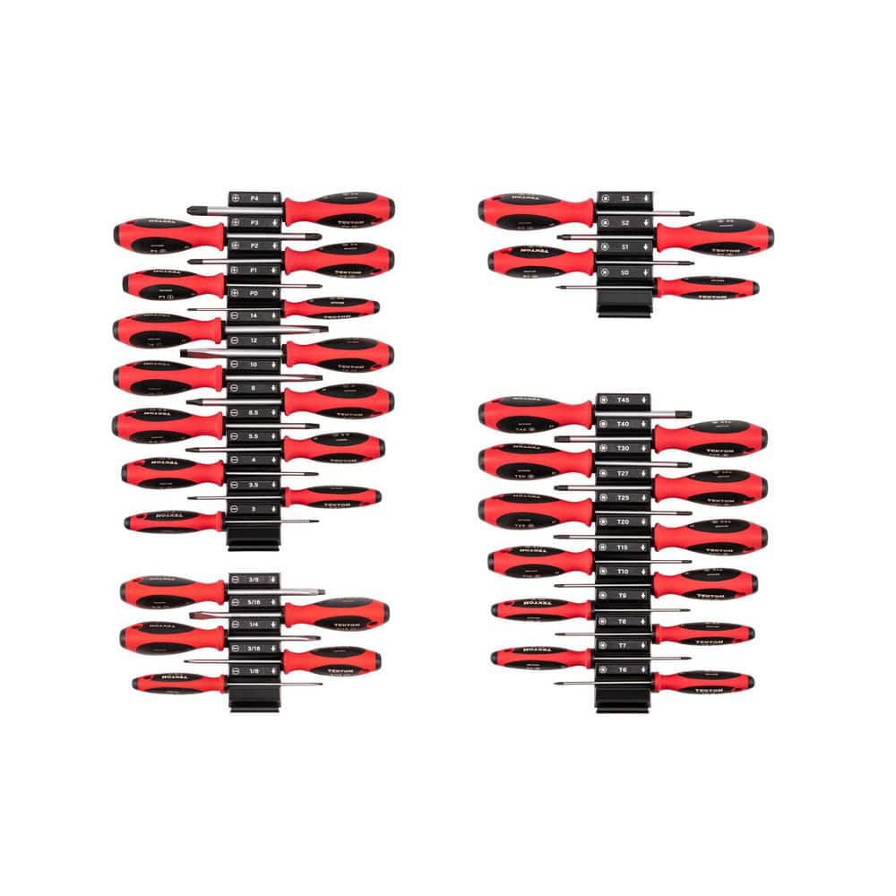 Phillips, Slotted, Torx, Square Screwdriver Set with Modular Organizers-4 Inch Shanks (35-Piece)