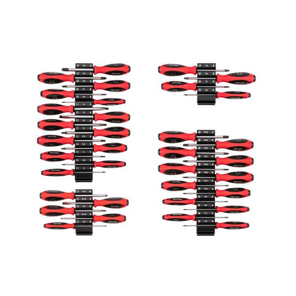 Phillips, Slotted, Torx, Square Screwdriver Set with Modular Organizers-4 Inch Shanks (35-Piece)