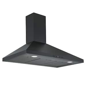 36 in. 440 CFM Convertible Wall Mount Pyramid Range Hood with LED Lights in Matte Black
