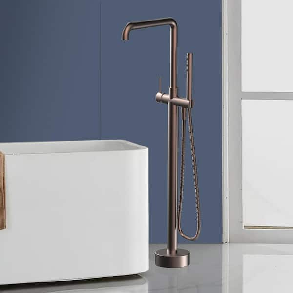 Single-Handle Freestanding Tub Faucet with Hand Shower in Oil Rubbed Bronze
