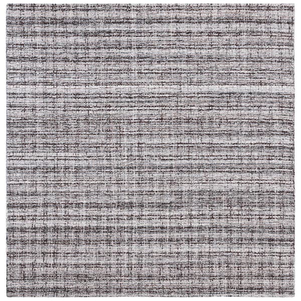 Abstract Gray/Brown 6 ft. x 6 ft. Modern Plaid Square Area Rug