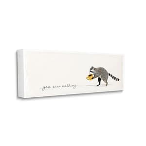 "You Saw Nothing Phrase Animal Raccoon Coffee" by Victoria Barnes Unframed Animal Canvas Wall Art Print 10 in. x 24 in.