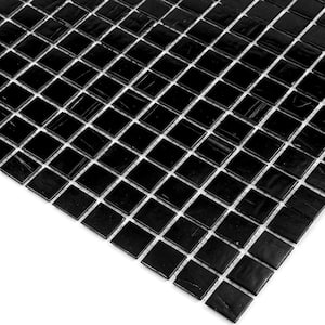 Celestial Glossy Black 12 in. x 12 in. Glass Mosaic Wall and Floor Tile (20 sq. ft./case) (20-pack)