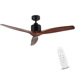 Xtremy 52 in. Integrated Indoor Black Solid Wood Ceiling Fan without Light, with Remote Control and DC Reversible Motor