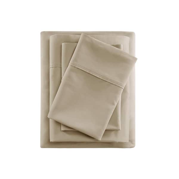 Beautyrest 600 Thread Count 4-Piece Khaki Cooling Cotton Full Sheet Set