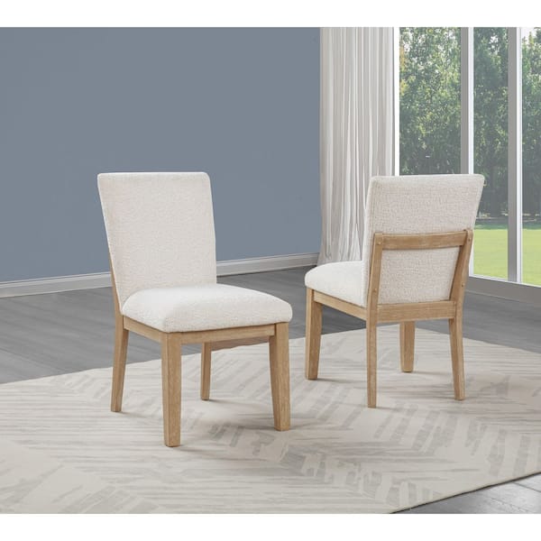 Davis Cream Color Linen Fabric Light Oak Natural Finish Dining Chair (Set of 2)