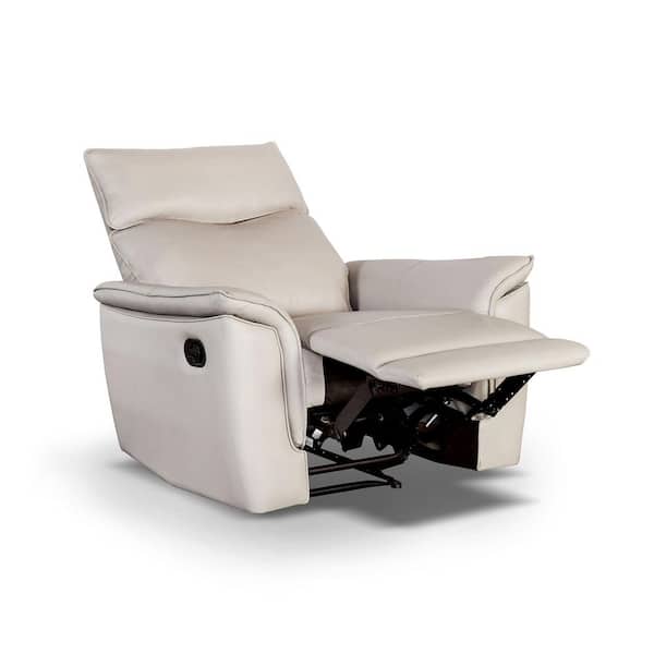 Willis Taupe Leather Blend Manual Recliner with Flared Padded Arms
