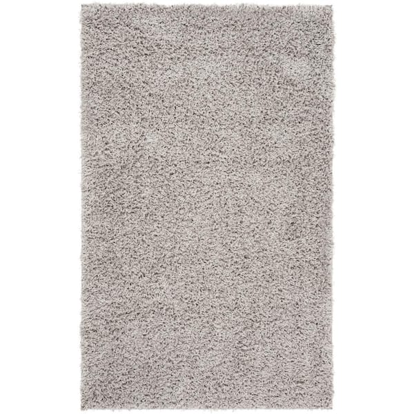 SAFAVIEH Athens Shag Silver Doormat 3 ft. x 5 ft. Geometric Area Rug
