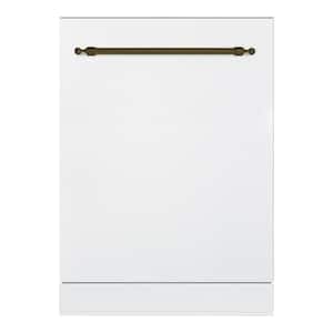 Bold 24 in. Dishwasher with Stainless Steel Metal Spray Arms in color White with Classico Bronze handle