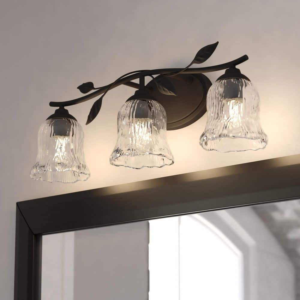 VAXCEL Fairwood 21 in. 3-Light Matte Black Vanity Light with Clear