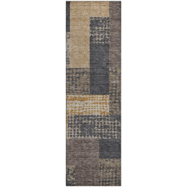 Addison Rugs Mayfield Premium Machine Washable Abstract AMF941 Coffee 2 ft. 3 in. x 7 ft. 6 in. Runner Rug