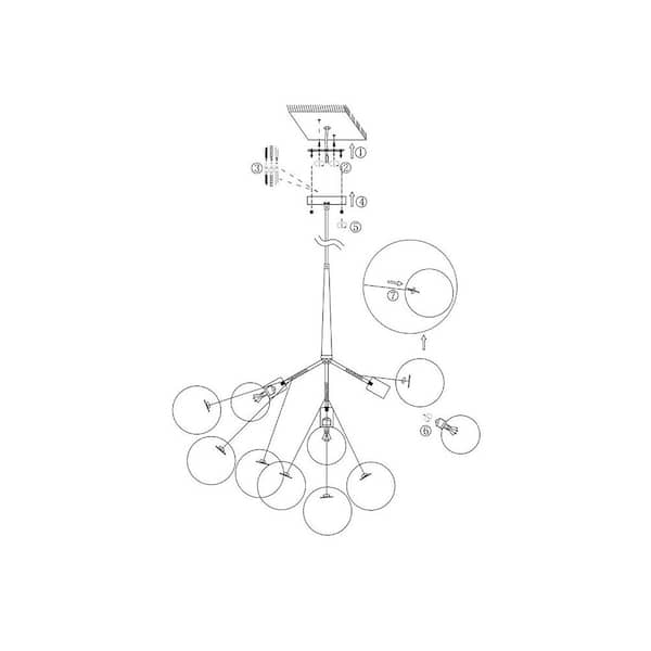 【新品未開封】「Chandelier」 Novelbright Y'INSP 6-Light White Modern Unique Glass Bubble Chandelier