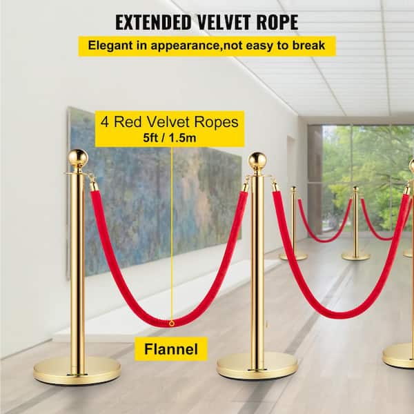 Rent A 4PCS Gold Stanchion Posts Queue, 38 Inch Red Velvet Rope, Crowd