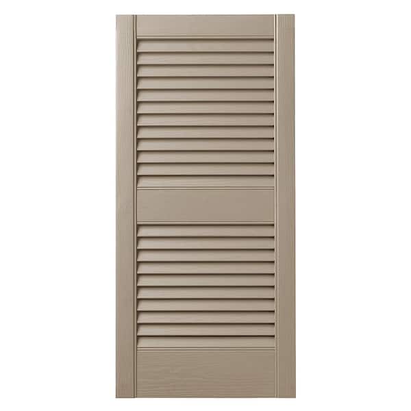 Ply Gem 15 in. x 31 in. Open Louvered Polypropylene Shutter Pair in Pebble Stone Clay