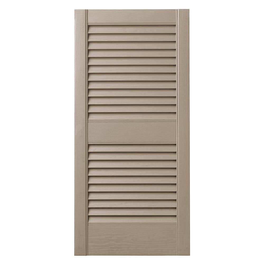15 in. x 35 in. Open Louvered Polypropylene Shutters Pair in Pebblestone Clay price history on PriceWatchPro