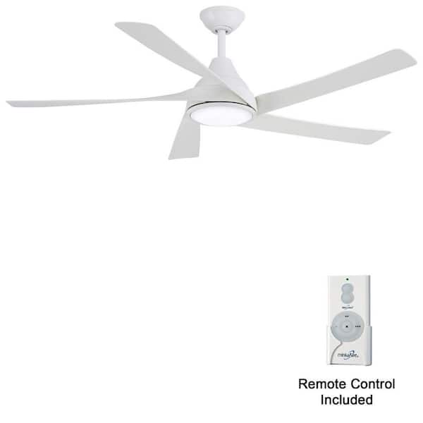Transonic 56 in. Indoor Flat White Windmill Ceiling Fan with Warm White Integrated LED with Remote Included