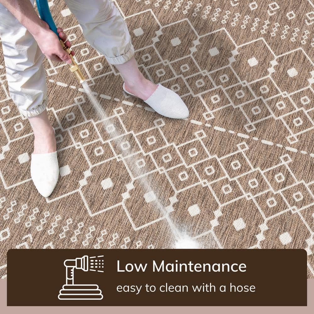 Taupe Synthetic 8' x 10' Easy-Care Rectangular Area Rug