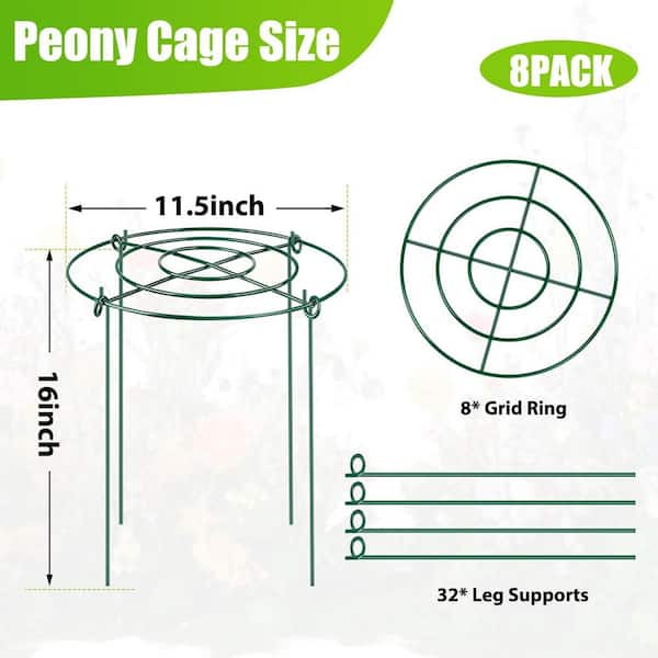 Oyezvary 16 in. H Green Heavy Duty Metal Peony Cages and Supports