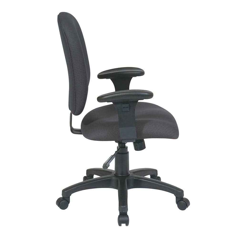 Gray Adjustable Fabric Task Chair with Swivel and Arms
