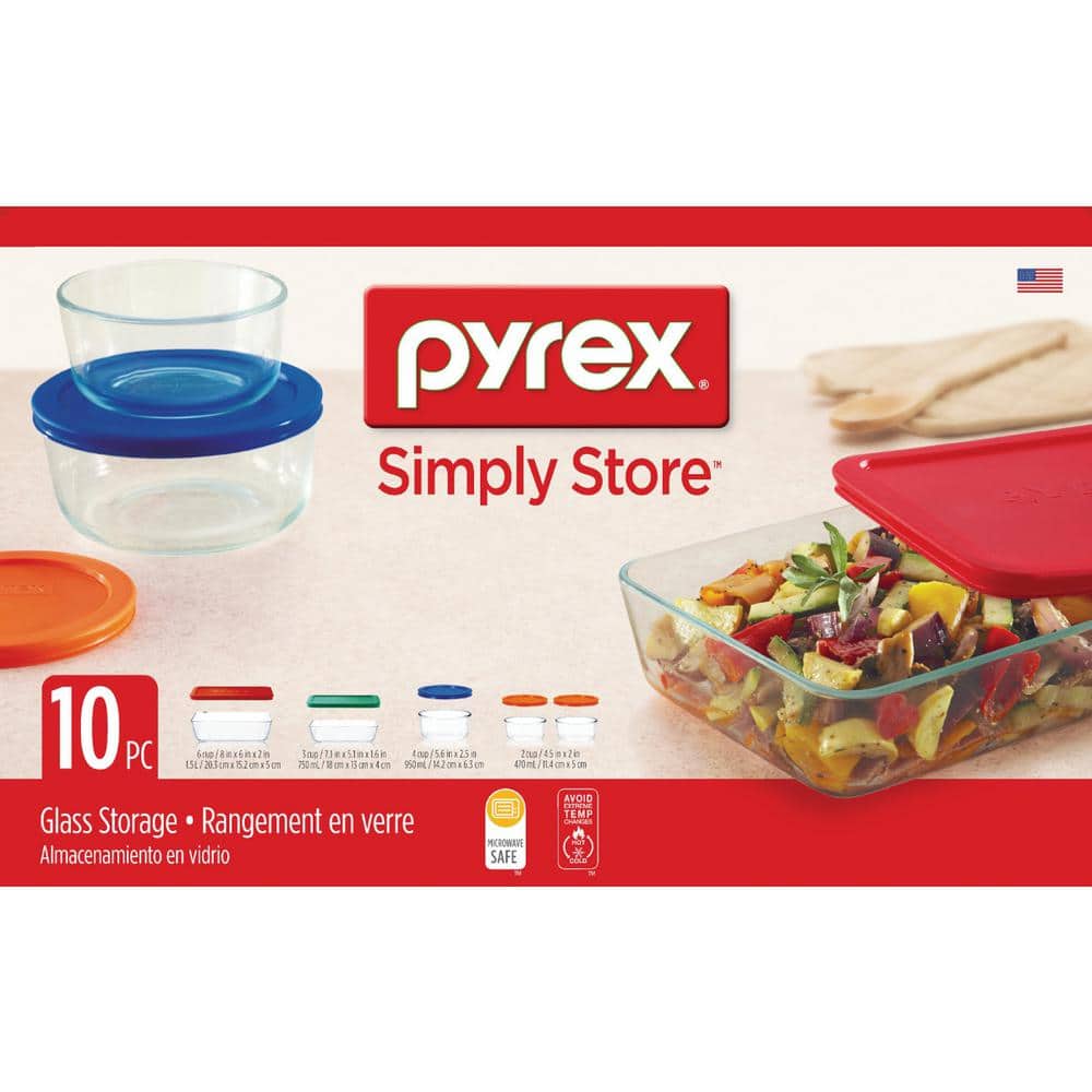 10-Piece Clear Glass Food Storage Bowl Set with Blue Lids