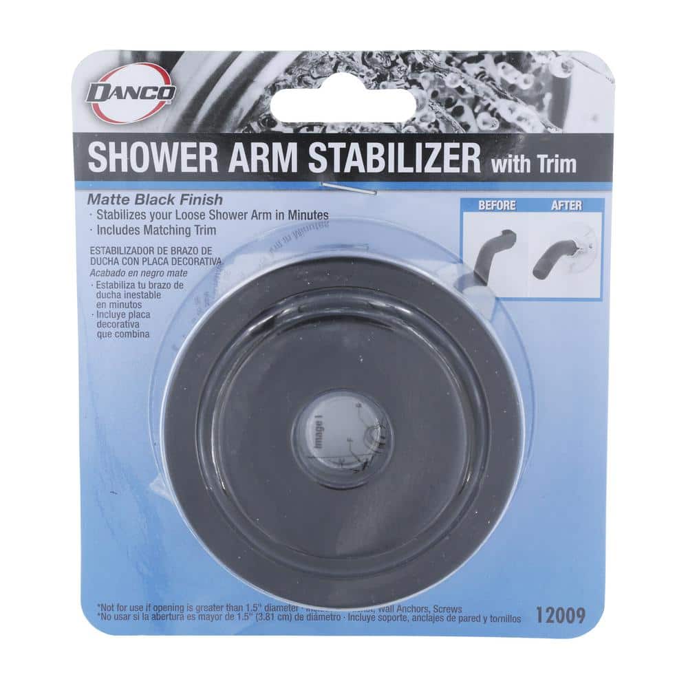 Matte Black Wall Mount Shower Arm Bracket and Flange
