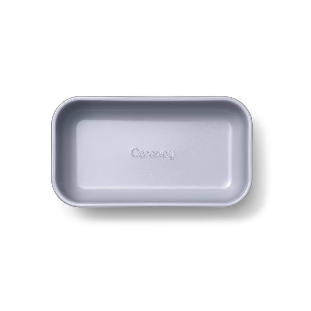 Cream Non-Stick Stoneware Loaf Pan with Gray Interior