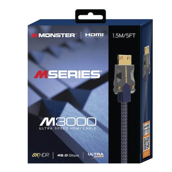 Inspiratie Plicht Gewoon Monster 5 ft. M-3000 Ultra-Speed HDMI Cable, 48 GBPS, 8K HDR Resolution,  24K Gold Platted Connectors MHV1-1018-US - The Home Depot