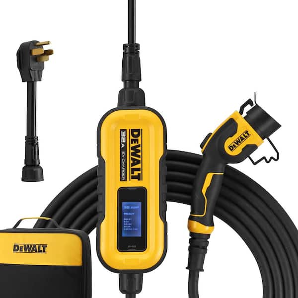 DEWALT 20 ft. Cord, 32 Amp, 240-Volt AC 7.6 Kw, Weatherproof Level 2, Heavy-Duty Portable Electric Vehicle Char