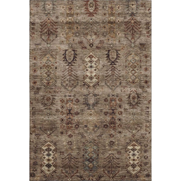 Mayfield Premium Machine Washable Abstract AMF2047 Brown 3 ft. x 4 ft. Area Rug