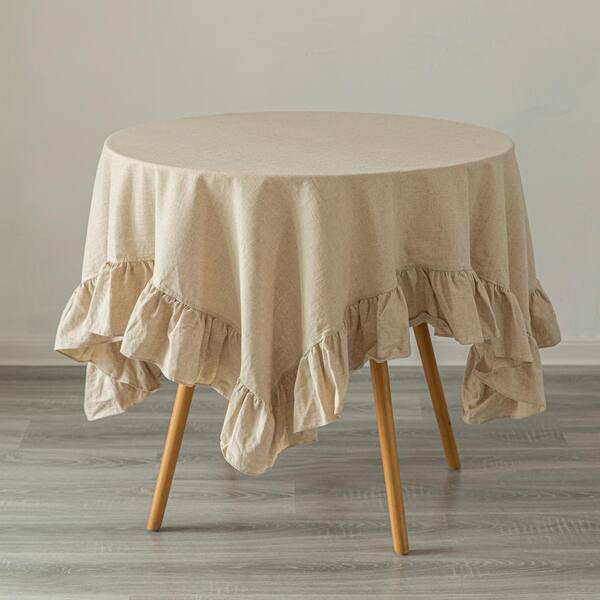 Pure Linen Washable Tablecloth With, What Size Rug For 55 Inch Round Tablecloth