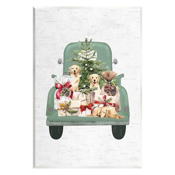 Stupell Industries Holiday Gift Truck by Lettered and Lined 1-Piece Unframed Graphic Print Travel Poster Art Print 15 in. x 10 in.