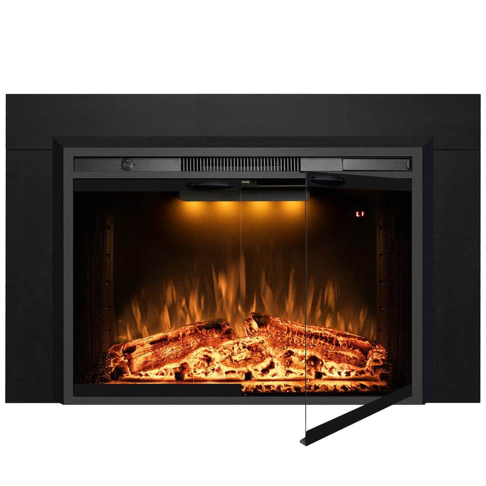 39.4 in. W Electric Fireplace Inserts with Trim Kit, 3-Flames Colors, Glass