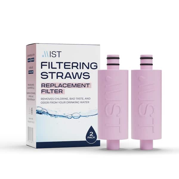 Mist Replacement Water Filter for Filtering Reusable Straws, Pink 2-Pack