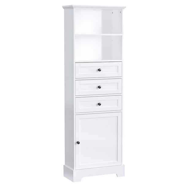Miscool Anky 22 in. W 10.03 in. D 67.3 in. H White MDF Freestanding Bathroom Storage Linen Cabinet