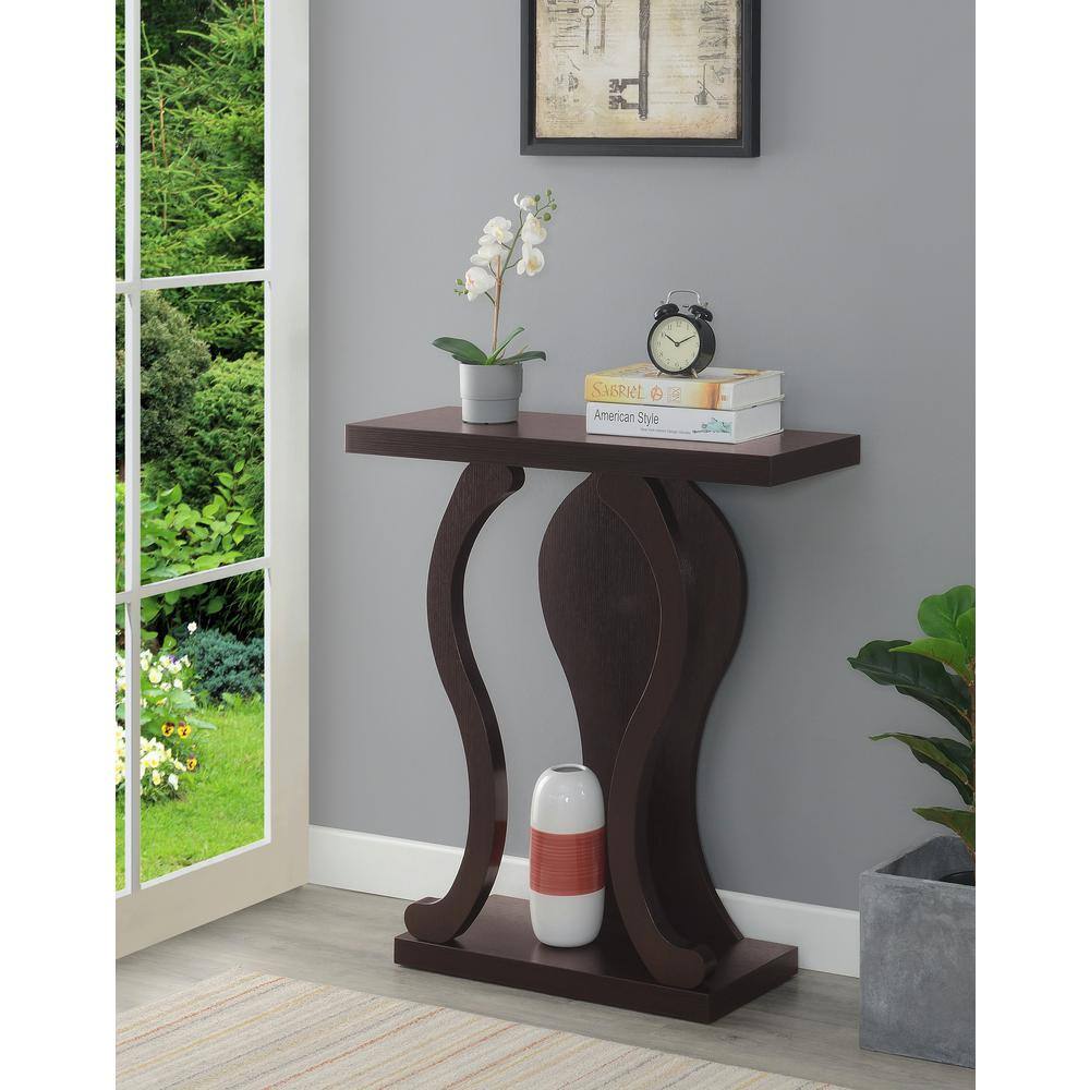 Newport Terry B Espresso Wood Console Table with Storage Shelf