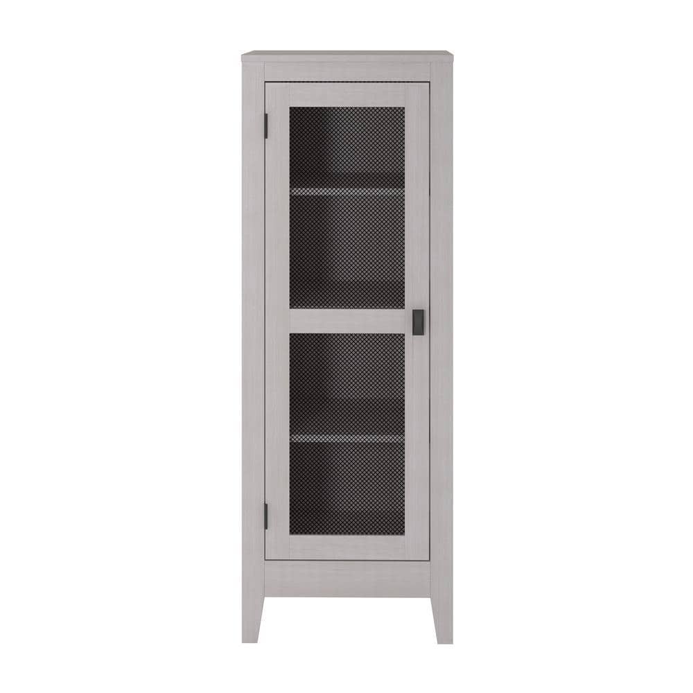 System Build Luca Ivory Oak Storage Cabinet with Mesh Door