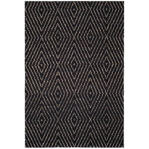 Bohemian 10 ft. x 14 ft. Black/Ivory Diamond Striped Area Rug