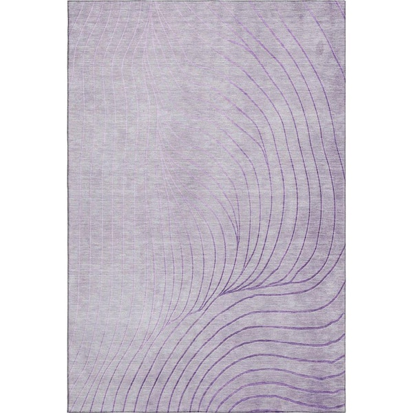 Mayfield Premium Machine Washable Abstract AMF2107 Lavender 3 ft. x 4 ft. Area Rug