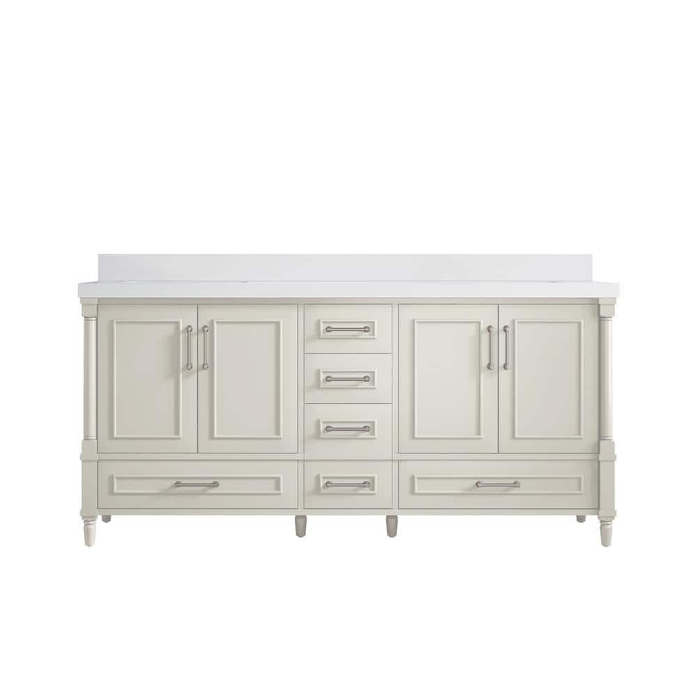 Hudson 72 in. Double Sink Freestanding Alabaster Bath Vanity with White Quartz Top Unassembled price history on PriceWatchPro