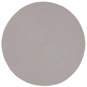 Braided Gray 3 ft. x 3 ft. Abstract Round Area Rug