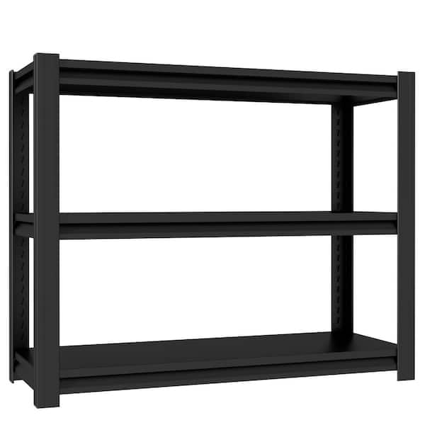 3 Tier Heavy Duty Storage Rack With Adjustable Height, Metal Shelving-48*18*39 Black